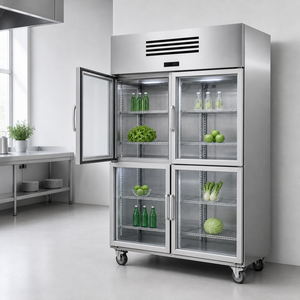 Réfrigérateur commercial vertical 4 portes 1300L, porte vitrée double, dégivrage automatique, éclairage LED pour magasin de proximité - Product Image 1