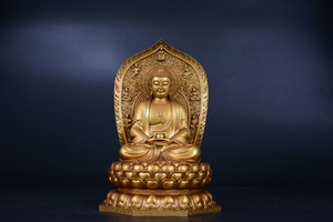 宗教的なブロンズメッキ三宝仏像デジタルプリント動物彫刻鋳造クリスマスメタルアートギフト - Product Image 2