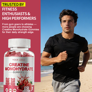 סוכריות גומי קריאטין מונוהידראט בטעם תות - 90 סוכריות גומי לצמיחת שרירים ותמיכה חיסונית |   לשימוש מבוגרים |   OEM/ODM מותג פרטי - Product Image 2