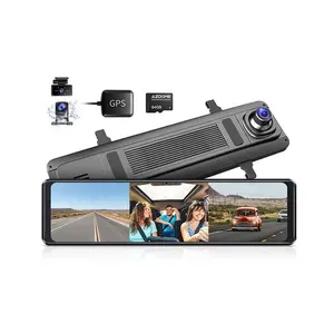 AZDOME PG16S-3CH 3Channel 1080P Mirror Dash Cam 11.26 Inch Touch Screen With External GPS Mirror WDR Car Camera Streaming Video