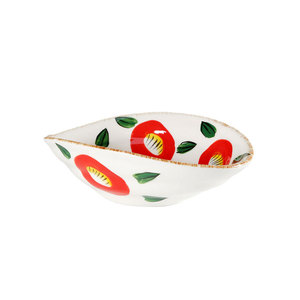 Plato de servir de cerámica irregular hecho a mano con patrón vegetal bajo esmalte, estilo oriental, para fiestas - Product Image 5