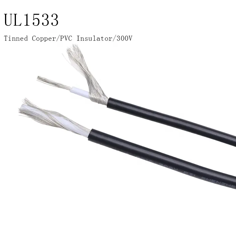 UL1533 28AWG 26AWGสายสัญญาณเสียงแกนเดียวสายทองแดงไฟฟ้าพีวีซีฉนวนสีดำป้องกันสาย