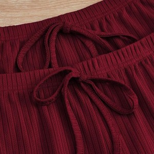 Conjunto de Pijama de Tres Piezas de Verano para Mujer Nuevo Camisón de Encaje Shorts Largos Estilo Europeo-Americano Comercio Exterior Transfronterizo Patrón Sólido - Product Image 4