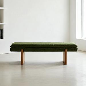 Banco de madera maciza tapizado en verde, diseño minimalista moderno para entrada o comedor, construcción duradera - Product Image 4