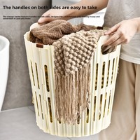 Panier à linge pliable en plastique D5786 avec poignées, gain de place, panier à linge pliable pour chambre à coucher, salle de bain, dortoir
