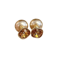 Boucles d'oreilles en pierre naturelle de couleur champagne, en forme de cube de sucre, tendance, simples, portables à l'avant et à l'arrière, haut de gamme
