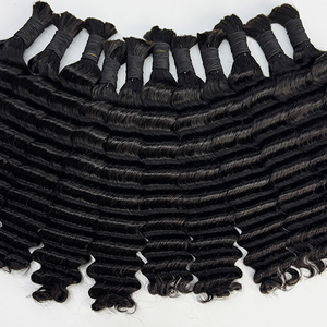 Deep Wave Bulk Human Hair Natural Black No Weft Soft Smooth Texture For Braiding <b>Wig</b> Making And Boho <b>Braids</b> - Product Image 2