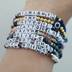Woying Color Diy Customized Logo Little Words Project Be The Change Letter Beaded Bracelet For Women And Men