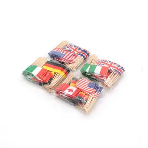 Eco-friendly Small National Toothpick Flags Party Cake Picks Customized Wooden Picks