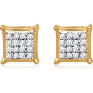 Ornaatis Diamond <b>Stud</b> <b>Earrings</b> 0.10 Cttw Round Cut Square Shape G H Color I Clarity Sterling <b>Silver</b> Women's Everyday Wear - Product Image 2