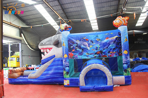 Château gonflable combiné WINSUN Shark avec toboggan et piscine, certifié CE, sans plomb et ignifuge, installation facile - Product Image 3