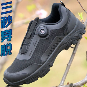 รองเท้าเดินป่าลัน หยีหนิงสีดำ หัวเข็มขัดอัตโนมัติ สวมใส่รวดเร็ว กันลื่นสำหรับกิจกรรมกลางแจ้ง พื้นรองเท้า EVA ส้นเตี้ย หน้าผ้า PU สังเคราะห์ - Product Image 1