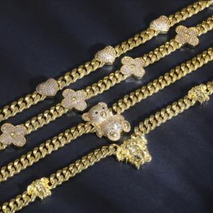 Gioielli alla Moda Hip Hop: <span class=keywords><strong>Collana</strong></span> con Ciondolo Orso e Bracciale a Catena in Oro - Product Image 2