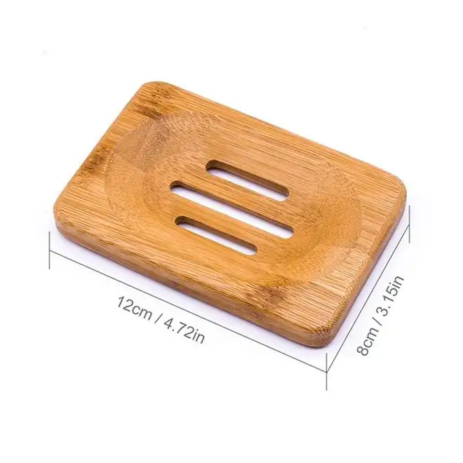Handmade Wooden Bamboo Decorative Drainage Soap Holder Dish Tray Wood Soap Holder Bathroom Cleaning Shower Container