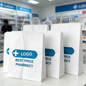 Sacs en papier kraft biodégradables personnalisés, écologiques et recyclables <span class=keywords><strong>pour</strong></span> pharmacies, ordonnances et médicaments – Vente en gros - Product Image 3