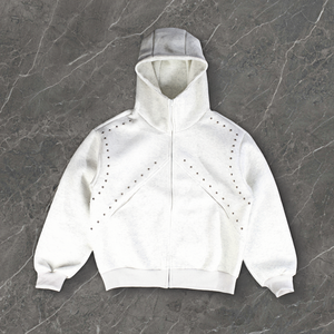 Sudadera con Capucha de Alta Calidad, Estilo Urbano, con Logotipo Personalizado, Letras Bordadas y Remaches Metálicos para Hombre - Product Image 2