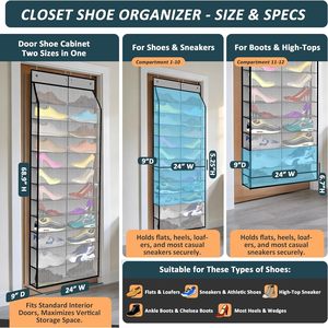 Organizador de Zapatos para Puerta con Capacidad para 24 Pares, Almacenamiento Colgante de Doble Cara para Zapatillas, Botas, Uso Familiar y Infantil - Product Image 2