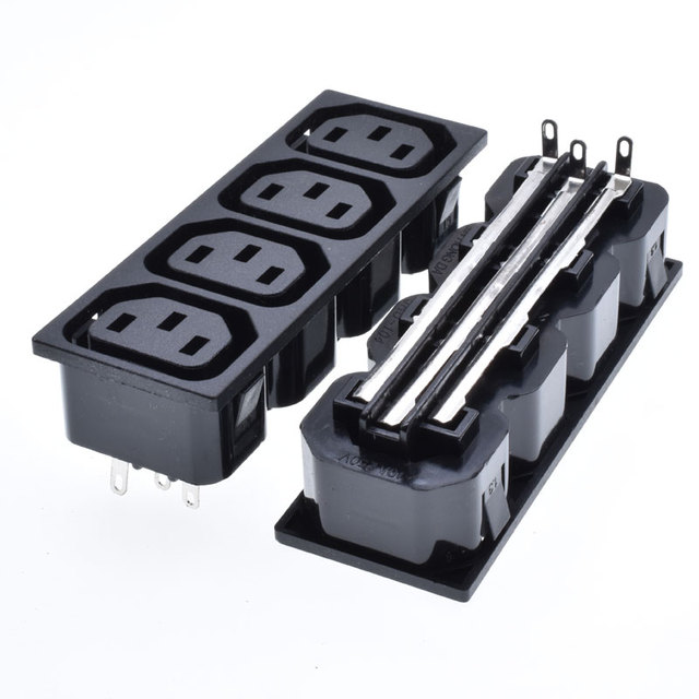 4 Outlet IEC C13 Female Connectors Extension Socket Industrial Power Strip with Brass Construction 10A Rated
