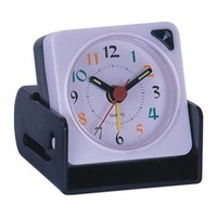 Jam Meja Lipat Mini Jam Alarm Analog Kuarsa Lampu Malam Snooze Pengubah Warna Dial Suara untuk Perjalanan RV