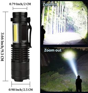 Lampe torche LED COB rechargeable USB en aluminium, étanche, mini lampe de poche tactique zoomable pour camping en extérieur, vente en gros - Product Image 2