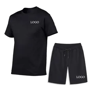 Good Quality Custom Design Mens 2 Piece Biker Running Sports Cotton Oversized Tshirt And Shorts Set Short Tracksuit For Men