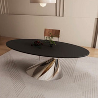 Table à manger en pierre d'ellipse de haute qualité, table à manger créative moderne pour hôtel, design italien luxueux, table haute pour salle à manger