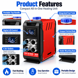 Chauffage diesel électrique portable OEM 5KW 12V 24V 220V tout-en-un en aluminium horizontal pour serre et pépinière CE ND02003 - Product Image 6