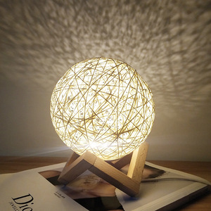 Abat-jour en rotin, source de lumière LED ronde, lustre à tête unique pour chambre à coucher, salle à manger, décoration de la maison - Product Image 3