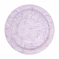 Service de table élégant et luxueux en porcelaine fine avec motif floral mandala violet en relief, finition sous glaçure, vaisselle OEM