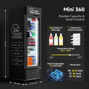 Distributeur automatique de boissons froides compact sans congélateur Haha Vending AI DC360 Combo avec paiement automatique, autoportant, noir - Product Image 3