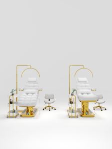 Moderne Elektrische Kosmetikliege mit Goldenem Sockel, Gestepptem Kunstleder und 3/4 Motoren, Spa-Behandlungsstuhl und Massageliege - Product Image 6