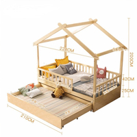 Lit Montessori simple en bois blanc pour enfants européens, lit double pour enfants, lit en bois de pin massif, lit en forme de maison pour tout-petits