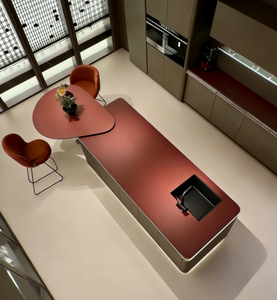 Îlot de cuisine moderne minimaliste de style pétale rouge, écologique et résistant à <span class=keywords><strong>l</strong></span>'eau, pour les rénovations de villas - Product Image 1