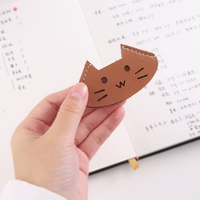 Marcadores de Libros de Cuero PU con Diseño de Gatito para Estudiantes, Clip Marcador de Páginas para Lectura, Cuaderno, Diario, Agenda, Papelería, Regalo