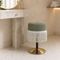 Pouf de rangement rond en tissu à franges, avec coussin rembourré et couvercle amovible, pour chambre, salon, entrée