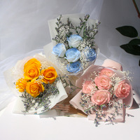 Ornamen Bunga Sabun LED Berlapis Kaca Realistis Grosir, Hadiah Hari Thanksgiving & Hari Valentine, Bunga Abadi Tahan Lama