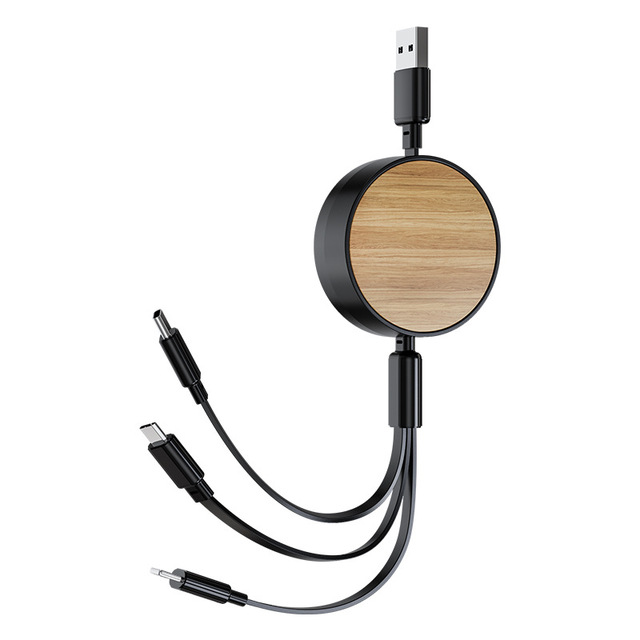 Eco-friendly Retractable ABS Type-C USB Charging Cable with Pure Copper Conductor for IOS Devices 1.0m