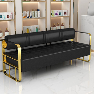 QFactory Wholesale Modern Long Salon Waiting Chair in Gold Stainless Steel for Barber Shops Beauty Salons Comfortable Easy Clean - Product Image 1