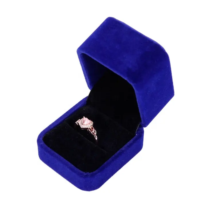 Caja de embalaje para anillos, joyería de terciopelo cuadrada para conmemoración del Día, elegante, gran oferta