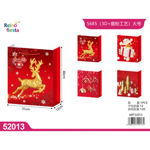 Grande sacchetto regalo di Natale rosso Glitter 3D con Design festivo per l'imballaggio - Product Image 1