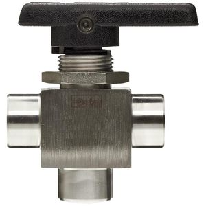 Parker Mb Series Stainless Steel Ball Valve 1/4 In Npt Female 3 Port <b>Diverting</b> For Water Applications - Product Image 2