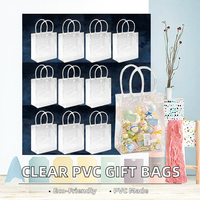 Sac fourre-tout réutilisable en PVC transparent à fond carré avec poignées pour la salle de sport, le supermarché, les expositions, les mariages, les fêtes et les cadeaux
