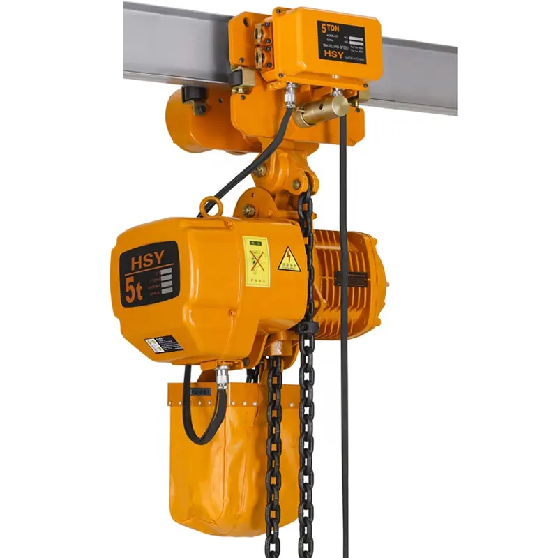 low price 5 ton wireless remote control motor electric chain hoist trolley