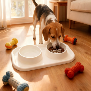 Wholesale Custom Logo Non-Slip Travel Dog & <b>Cat</b> Lick Bowl Silicone 2-in-1 Waterproof Feeding Mat Dual Bowl <b>Feeder</b> - Product Image 2