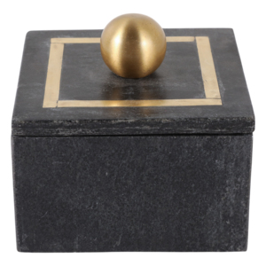 Scatola Portaoggetti Minimalista in Marmo con Coperchio Intarsiato in Ottone, Organizzatore per Gioielli, Decorazione Moderna per la Casa - Product Image 3