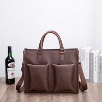 Sac pour ordinateur portable pour homme en PU résistant à l'usure, élégant, horizontal, mallette de travail, grande capacité