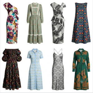 Robe Courte d'Été Femme à Manches Courtes et Buste Élastique, Tenue Quotidienne ou de Soirée, Motifs Variés, Expédition Aléatoire, Prise en Charge de la Mélange de Motifs - Product Image 1