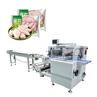 Machine d'emballage horizontale entièrement automatique SZ-280XW pour l'emballage de produits alimentaires, 25-60 sachets/min, pour ailes de poulet surgelées