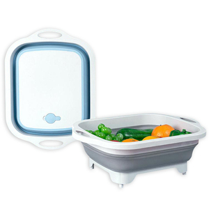 Planche à découper pliable multifonction en PP, panier à légumes pour la cuisine, outil de découpe et de lavage intégré pour les légumes - Product Image 1