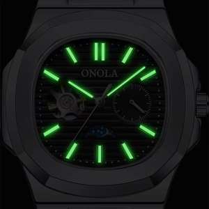 ONOLA 3855 Men's Business Hollow Fully Automatic <b>Mechanical</b> <b>Watch</b> High Quality Waterproof Leather <b>Watches</b> Men's Clock - Product Image 5